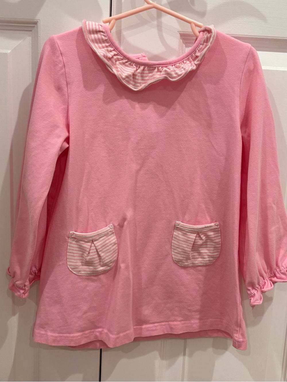 Stitchy Fish  Bethany Basic Pink Striped Pocket Shirt Dress